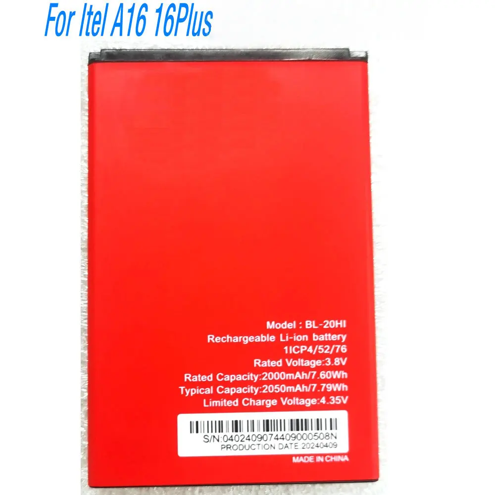 

New 3.8V 7.6Wh BL-20HI High Quality Battery For Itel A16 PLUS Mobile phone