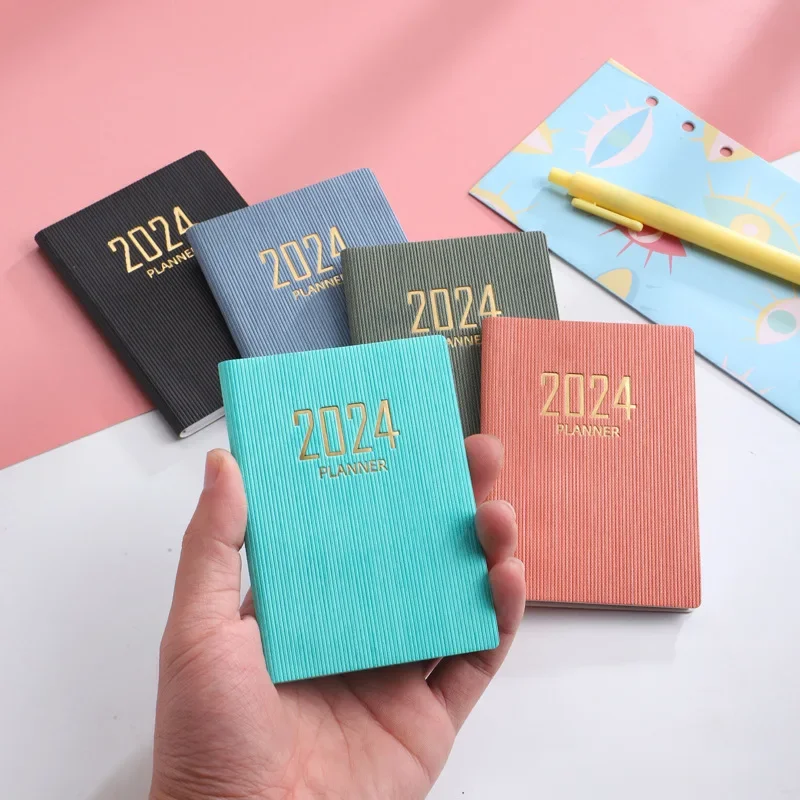 Vintage 2024 Notebook Kawaii Diary Journal Planner 365 Days Schedule Organizer Portable Notepad Budget Book Korean Stationery