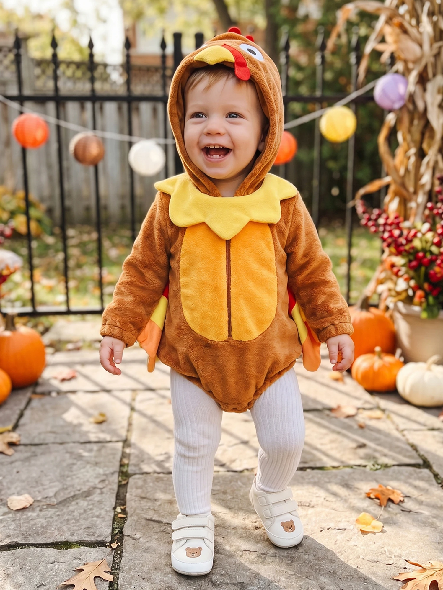 Sleeve Sleeve Fuzzy Jumpsuit Sleeve Fuzzy Hooded Baby Thanksgiving Long Sleeve Turkey Long Compact Infant Baby Turkey
