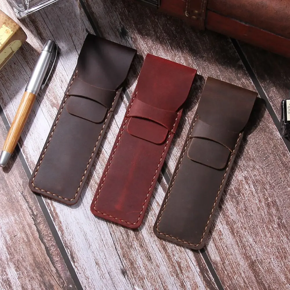 

Pen Sleeve Case PU Leather Leather Pen Bag Flip Cover Holder Pen Protective Bag Vintage Soft Pen Storage Pouch Desk Accessory