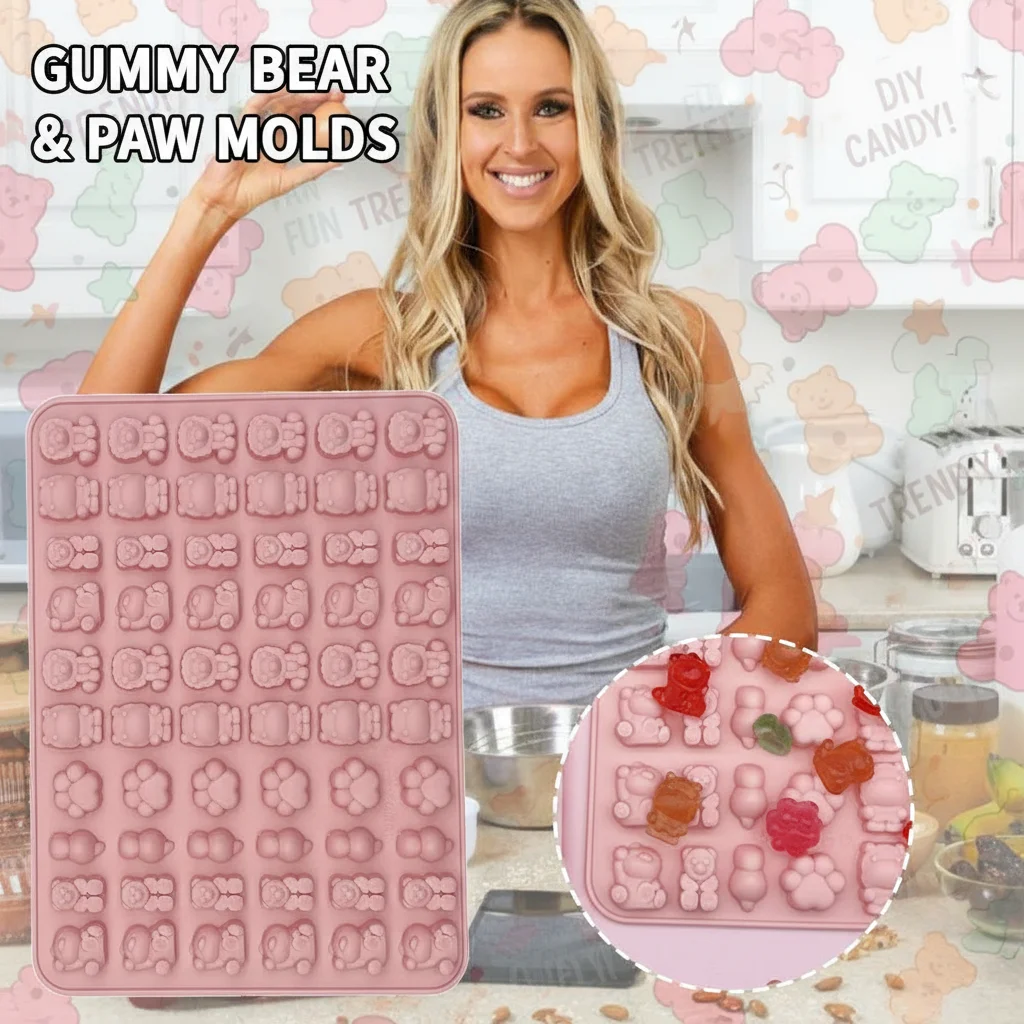 Silicone Gummy Bear Molds Mini Chocolate Candy Mold with 2 Droppers Dinosaur Bear Hearts Donut Shapes for Kids