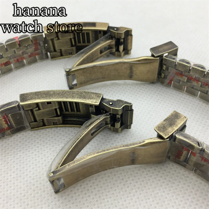 Ремешок из нержавеющей стали 904, 20 мм, стальной ремешок с медным золотом. Ремешок с складной пряжкой для использования в чехлах от 36 до 40 мм.