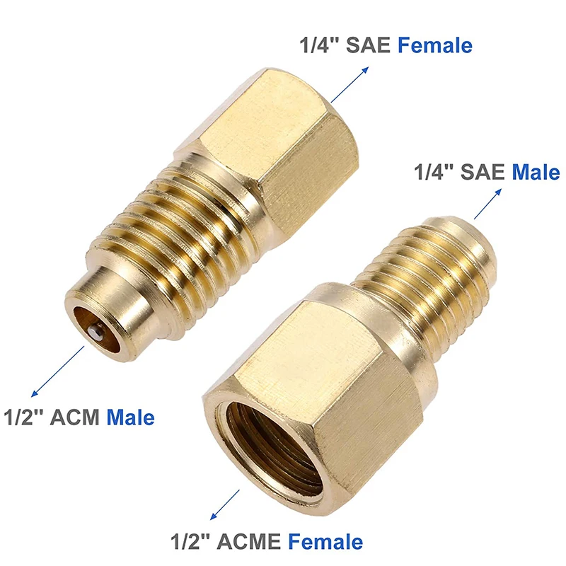 R12 R22 to R134A Refrigerant Tank Kit, with Spool Remover, Refrigerant Adapter 1/2ACME to 1/4SAE, 1/4SAE to 1/2ACME