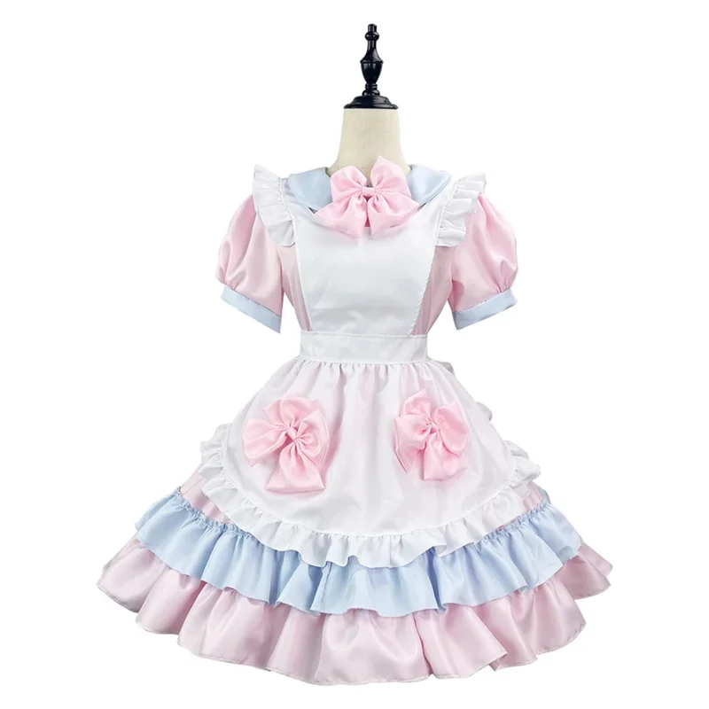 Zoete roze Lolita jurk schattig meisje meid jurk anime cosplay meid kostuum uniform kawaii Lolita kleding jurk plus size