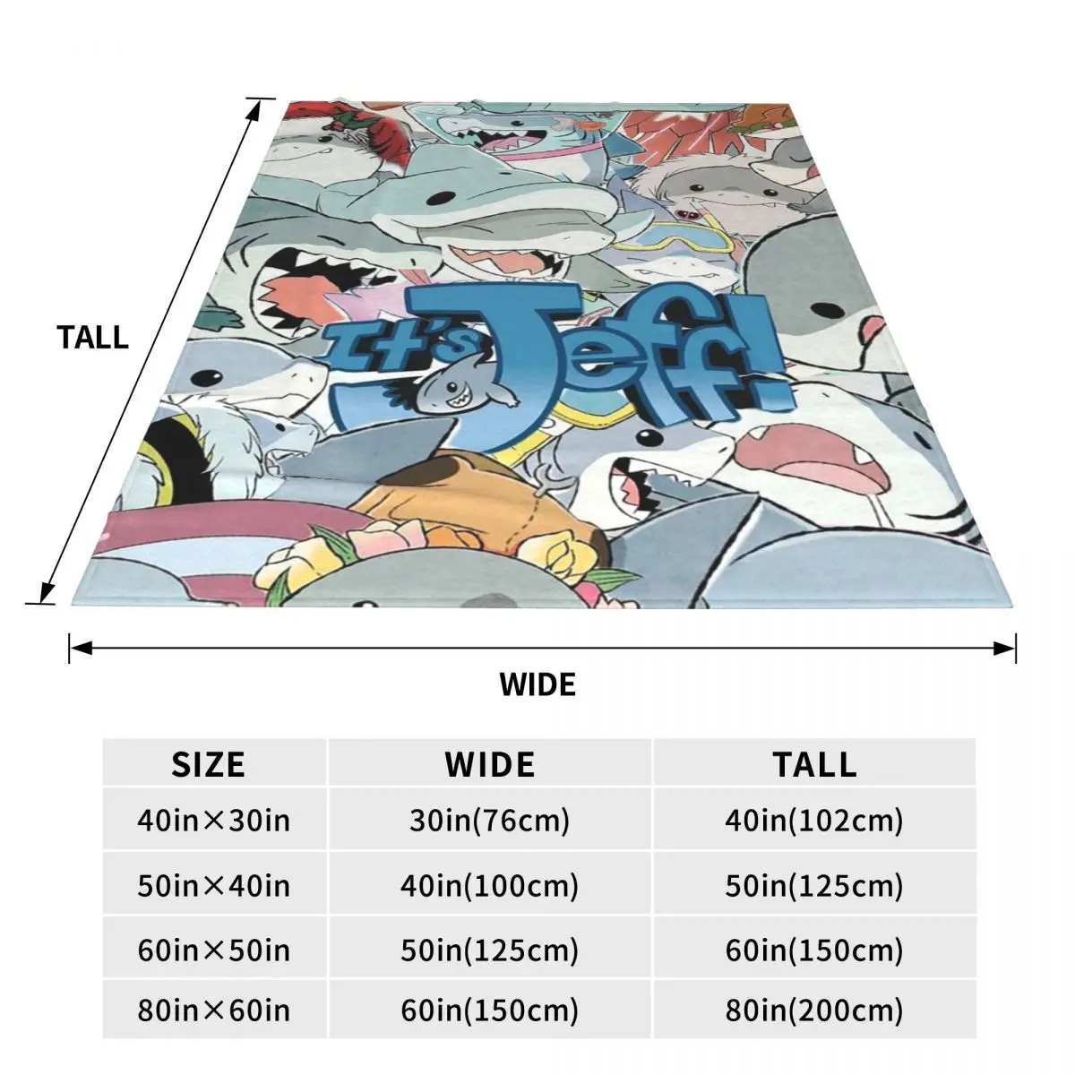 Cute Jeff The Land Shark Cartoon Blankets Flannel Sofa Throw Blanket Breathable for Home Bedroom Throws Bedspread Quilt