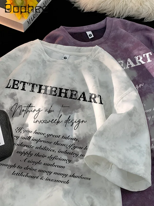 

Летняя новая мужская белая черная футболка с коротким рукавом в американском стиле, свободный повседневный серый фиолетовый топ с короткими рукавами High Street