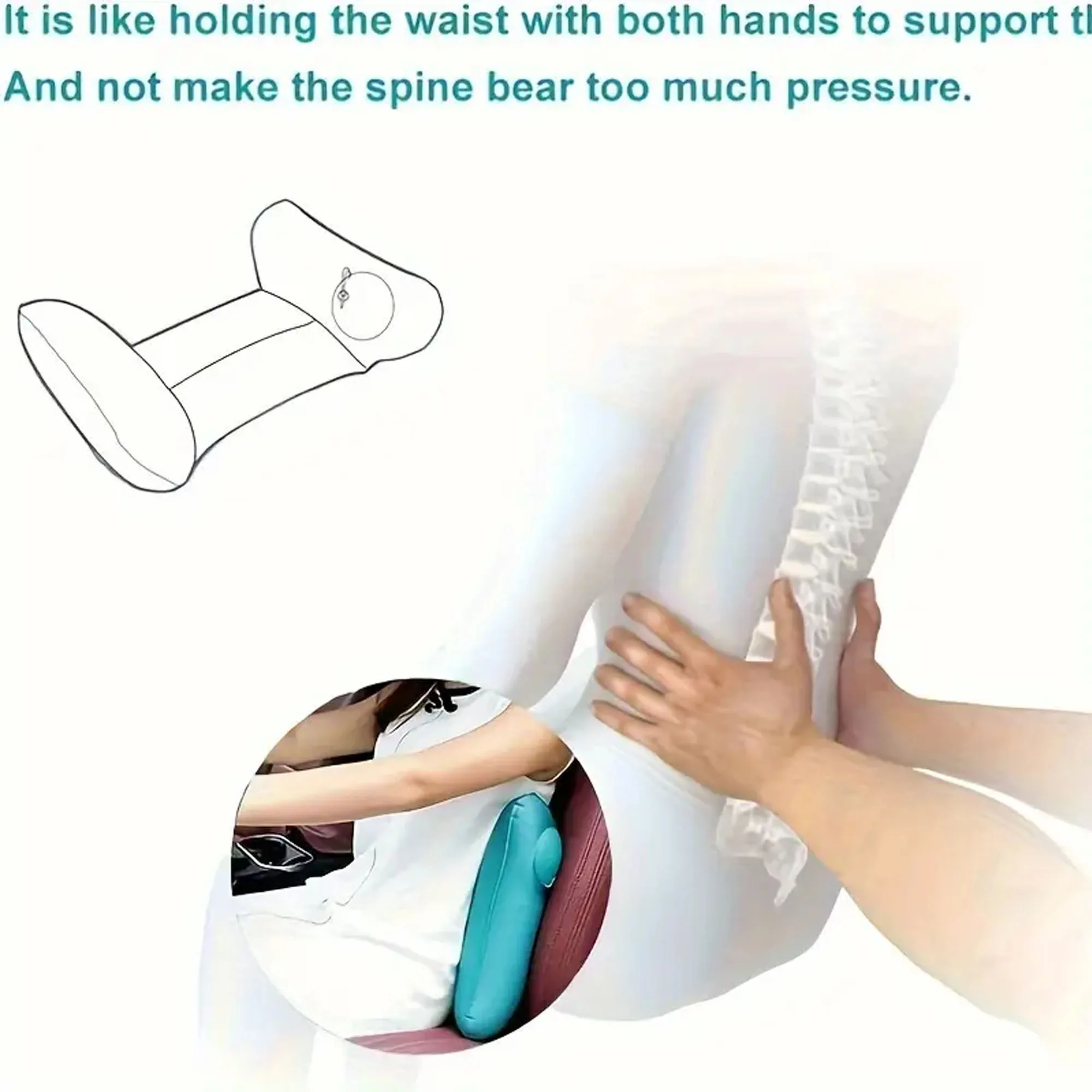 1 قطعة من وسادة قطنية قابلة للنفخ على شكل حرف H للسفر، وسادة دعم قطني قابلة للنفخ للسفر من مادة PVC قابلة للنفخ، وسادة ظهر قطنية لكرسي المكتب