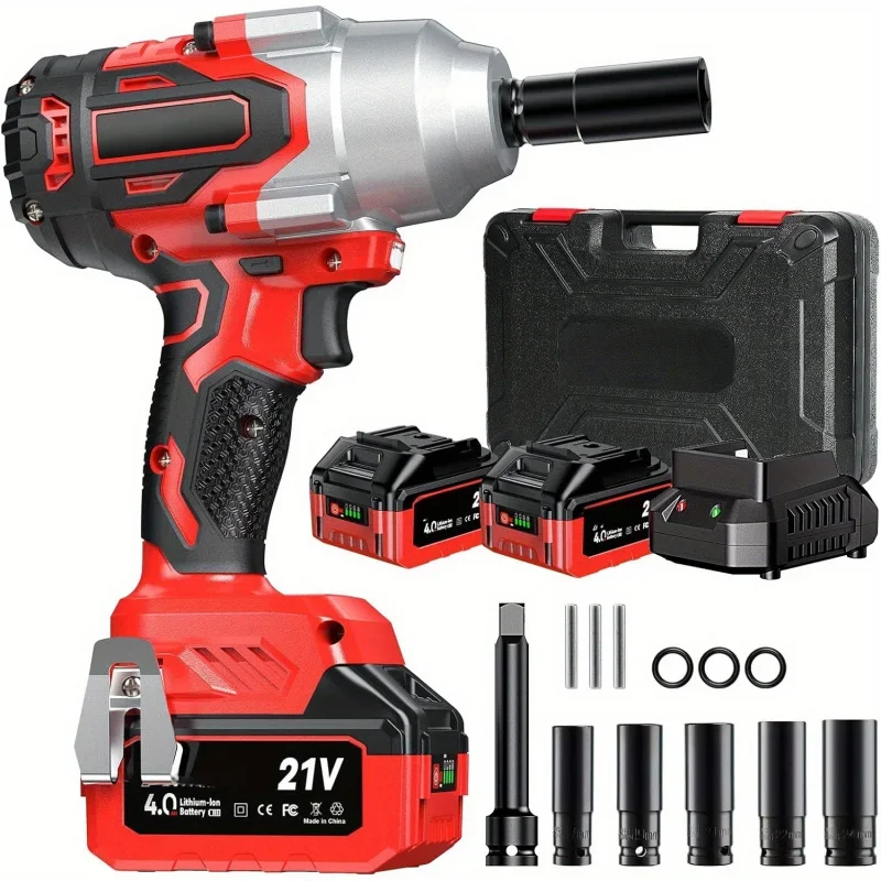 High-Torque Impact Wrench - 850N.m, 630Ft-lbs, 1/2 Inch, Rechargeable