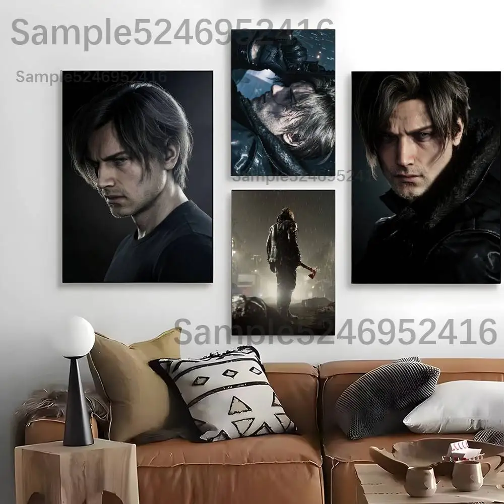 R-Resident Evil Leon 9 RE9 Poster For Self-adhesive Art Waterproof Paper Sticker Coffee House Bar Room Wall Decor