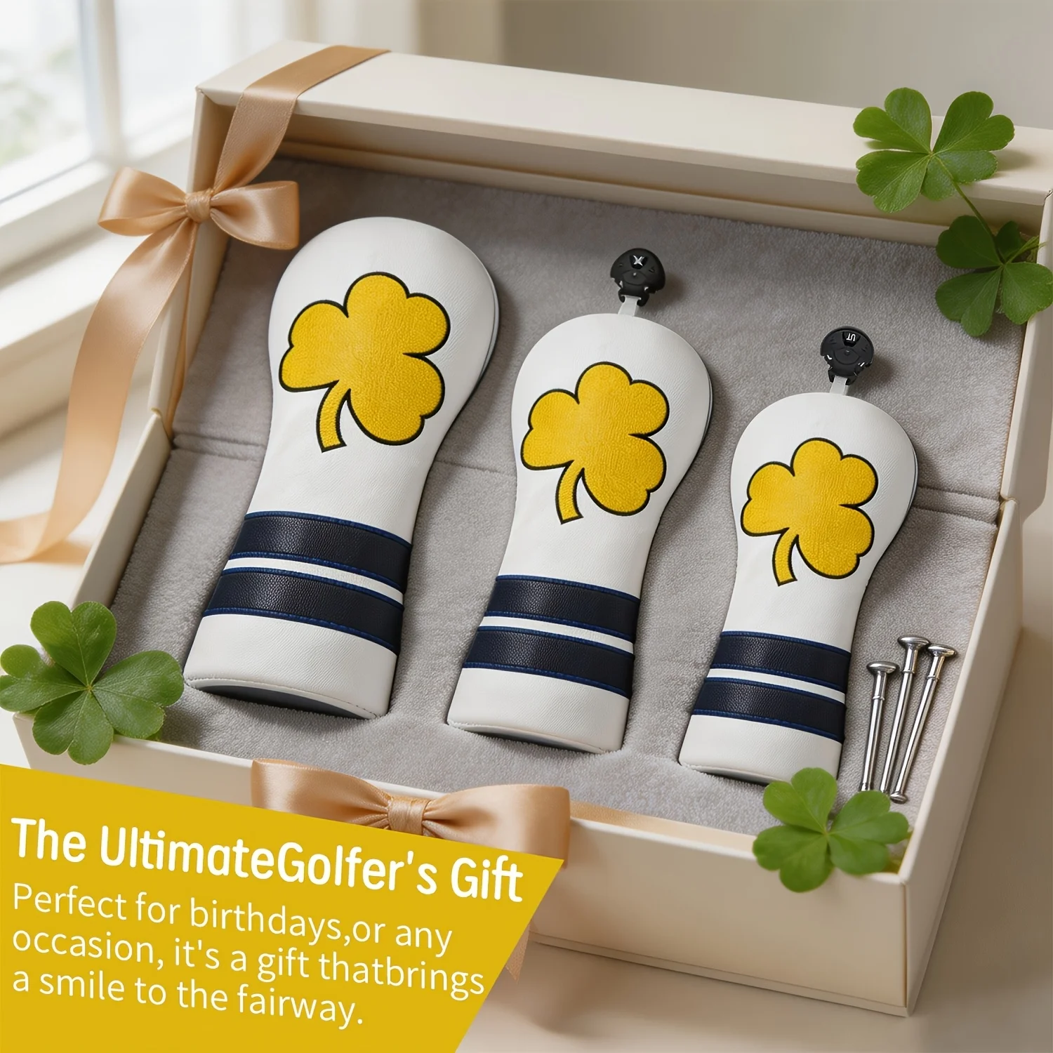 1pc/4pcs Striped Graphic Golf Wood Head Covers, Compatible with Drivers, Fairway Woods And Hybrids, Soft Golf Club Protective