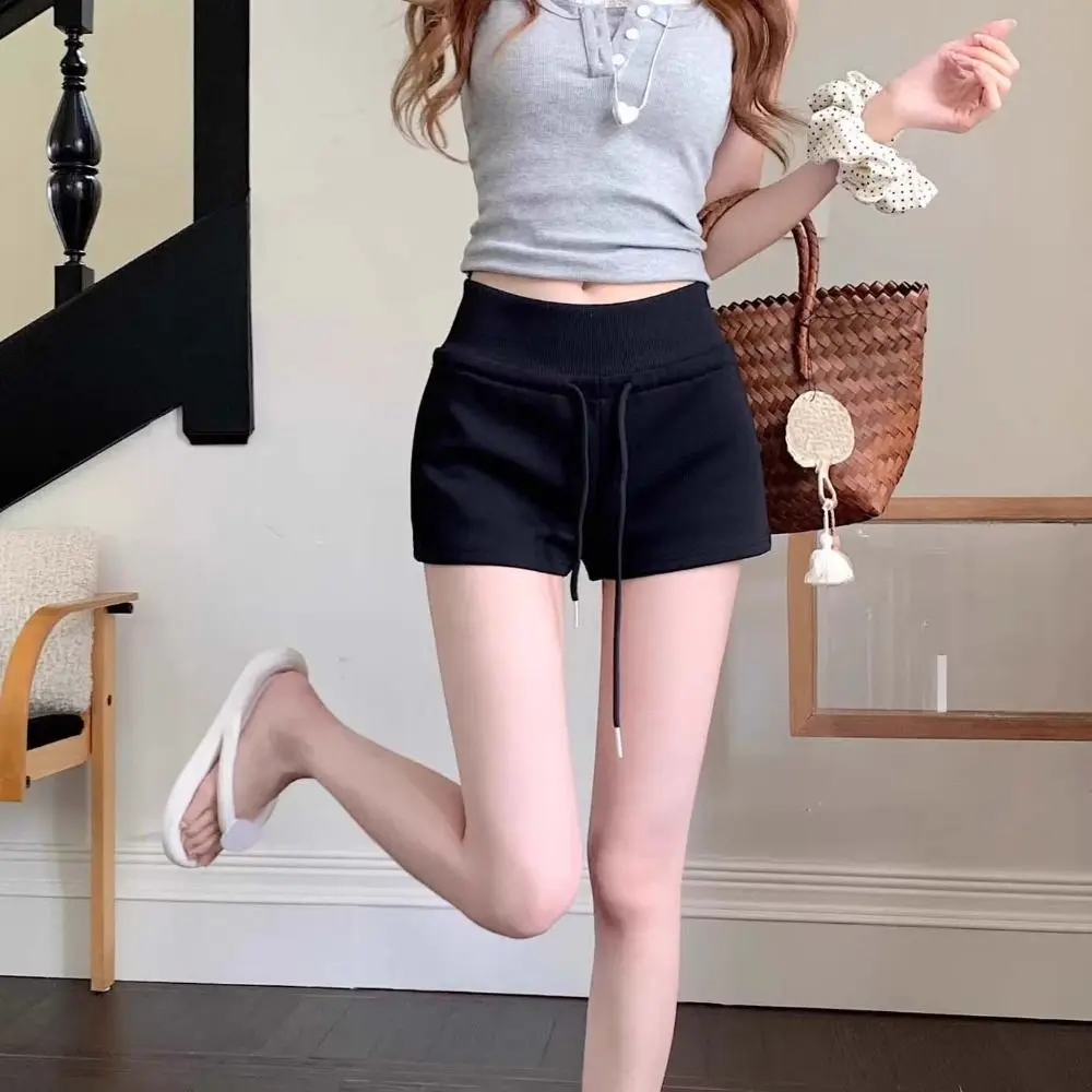 Drawstring High Waist Shorts Pajamas Pants Trousers Hot Woman Short Pants Slim Fit American Style Summer Casual Shorts