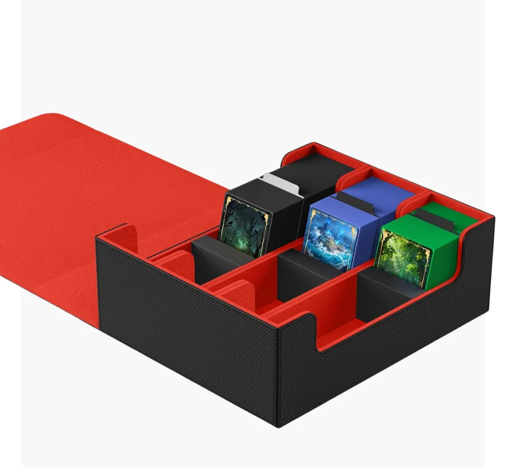 Sammelkarten-Aufbewahrungsbox, für 1800+ Karten mit Hüllen, Magnetverschluss PU-Leder Deckbox für MTG Pokemon YuGiOh Sportkarten Organisation – Detail 4