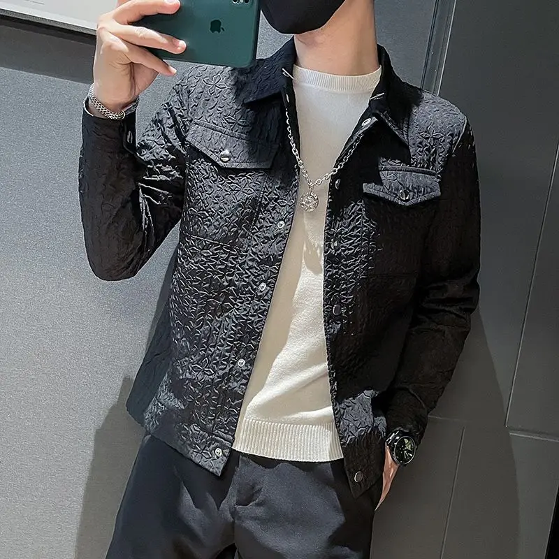 

​ Осень 202, мужская корейская приталенная куртка с воротником, модный уличный пиджак для повседневной одежды ​