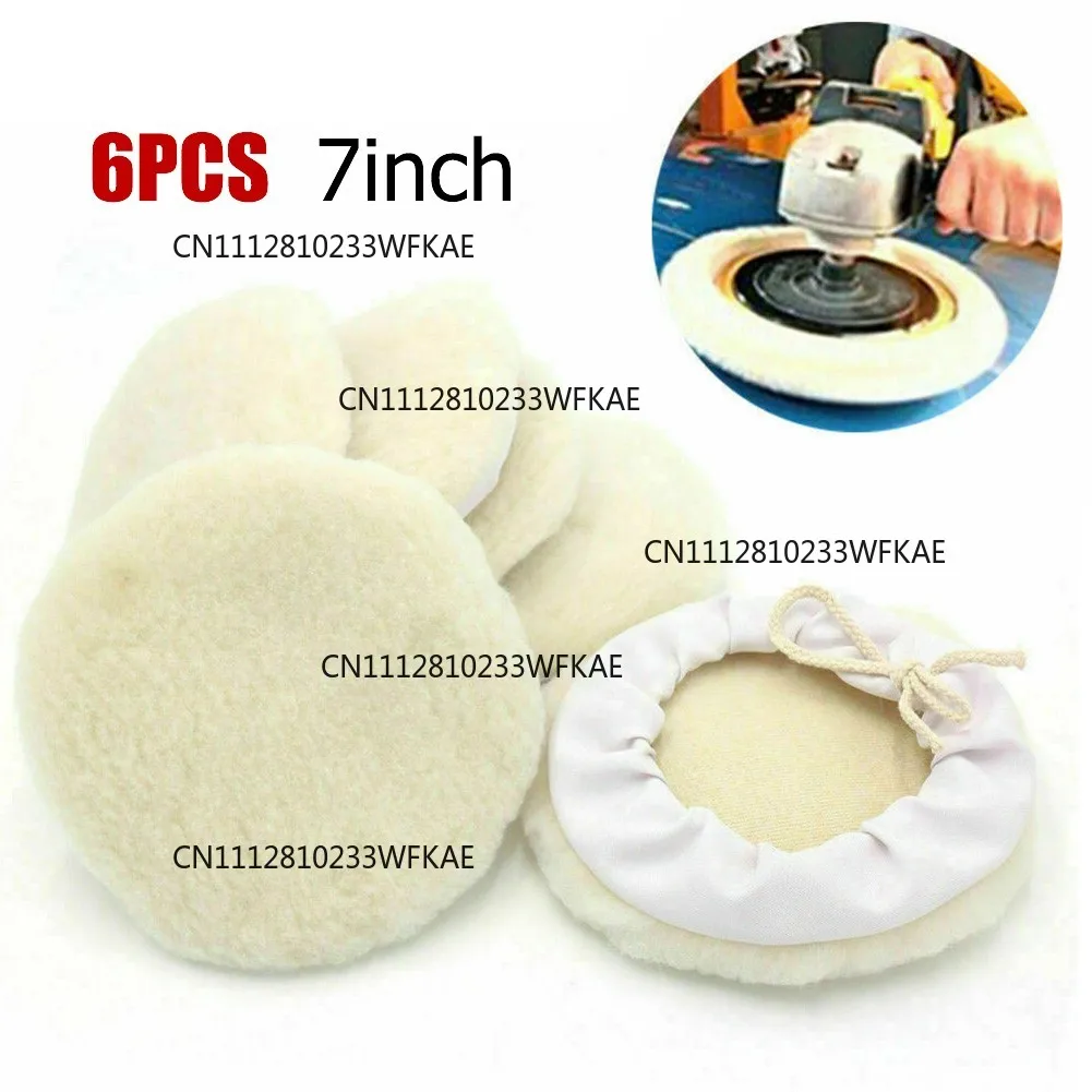 6Pcs 7 Inch Wool Bonnet Buffing Wheel Buffer Polishing Pad 180mm Car Hood Polisher Pad For Electric Polishing Machine