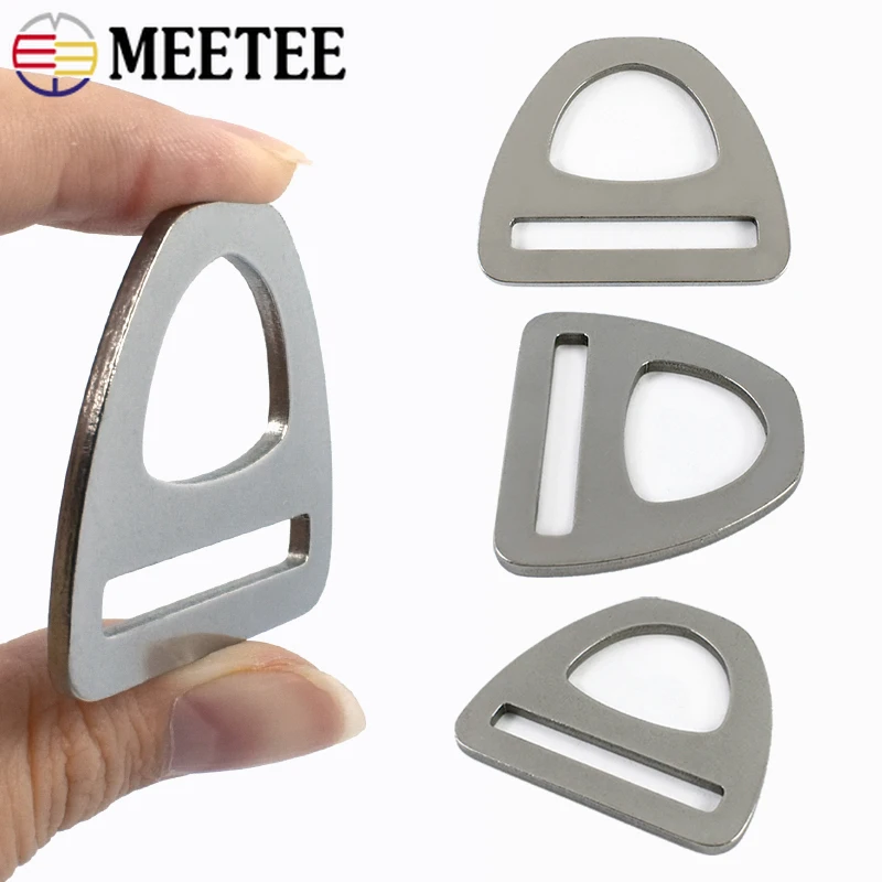 Meetee, juego de 2 a 10 piezas, hebillas triangulares de acero inoxidable 304 de 22/25/38 mm, con anilla en forma de D, para ajustar correas de mochilas y como accesorio de bricolaje.