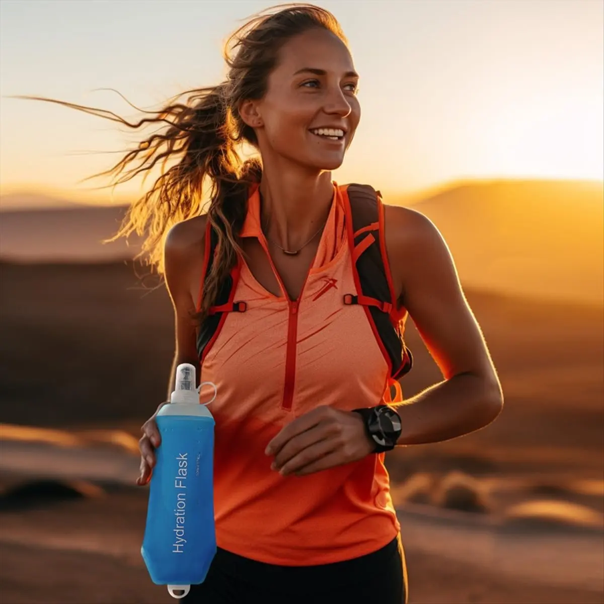 *ABKM 500ml Soft Flask,TPU Foldable Soft Water Bottle for Hydration Pack, Folding Water Bottle for Hiking Cycling Climbing A