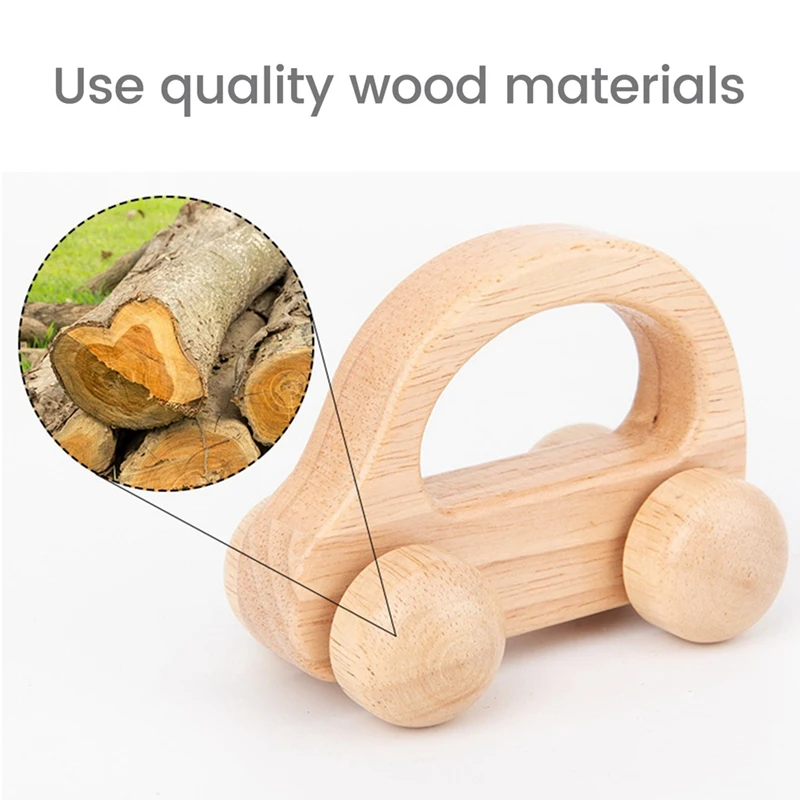 2Pcs Baby Wooden Car Toy Early Education Infant 0-6-12 Months Toddler 1-3 Year Old Wood Toy Boys Neutral Decor