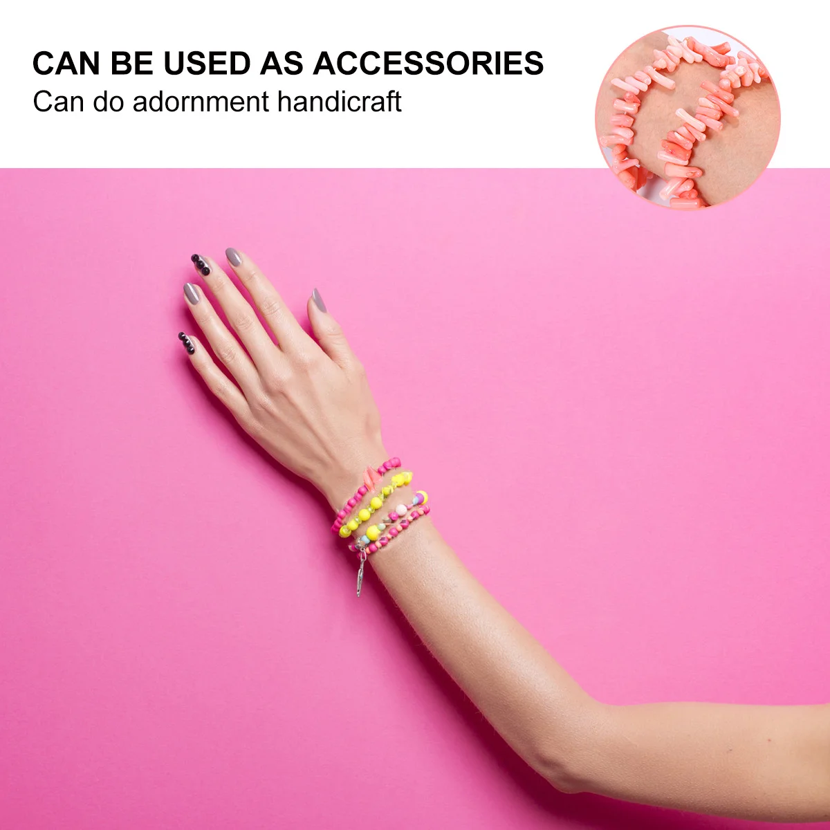 

120Pcs DIY Beads for Bracelet Jewelry Making Vivid Color Resin Loose Beads Craft Supplies for Necklace Anklet Decoration Pink