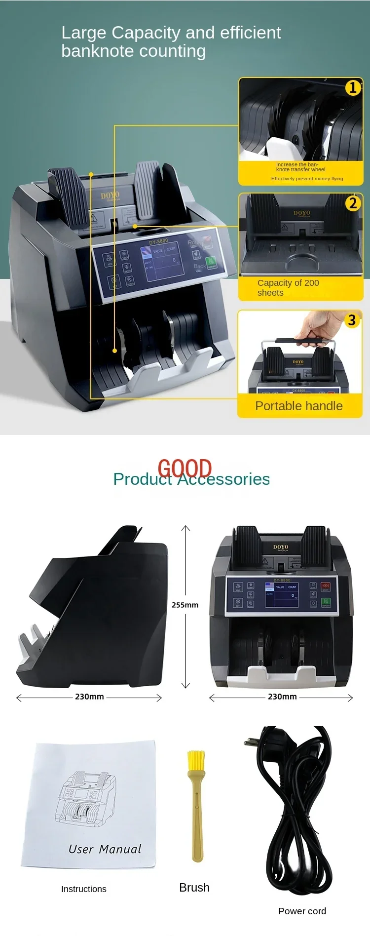 Foreign currency counting machine, mixed counting total amount, currency verification machine