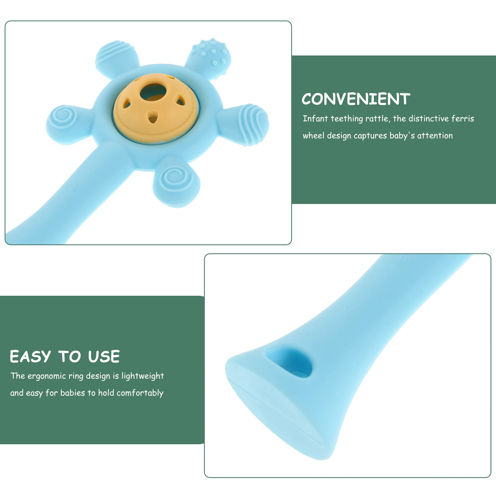 Baby Teething Rattle Silicone Ring Ferris Wheel Design Auditory Exploration Interactive Fun Newborn Teething Soothing Accessory