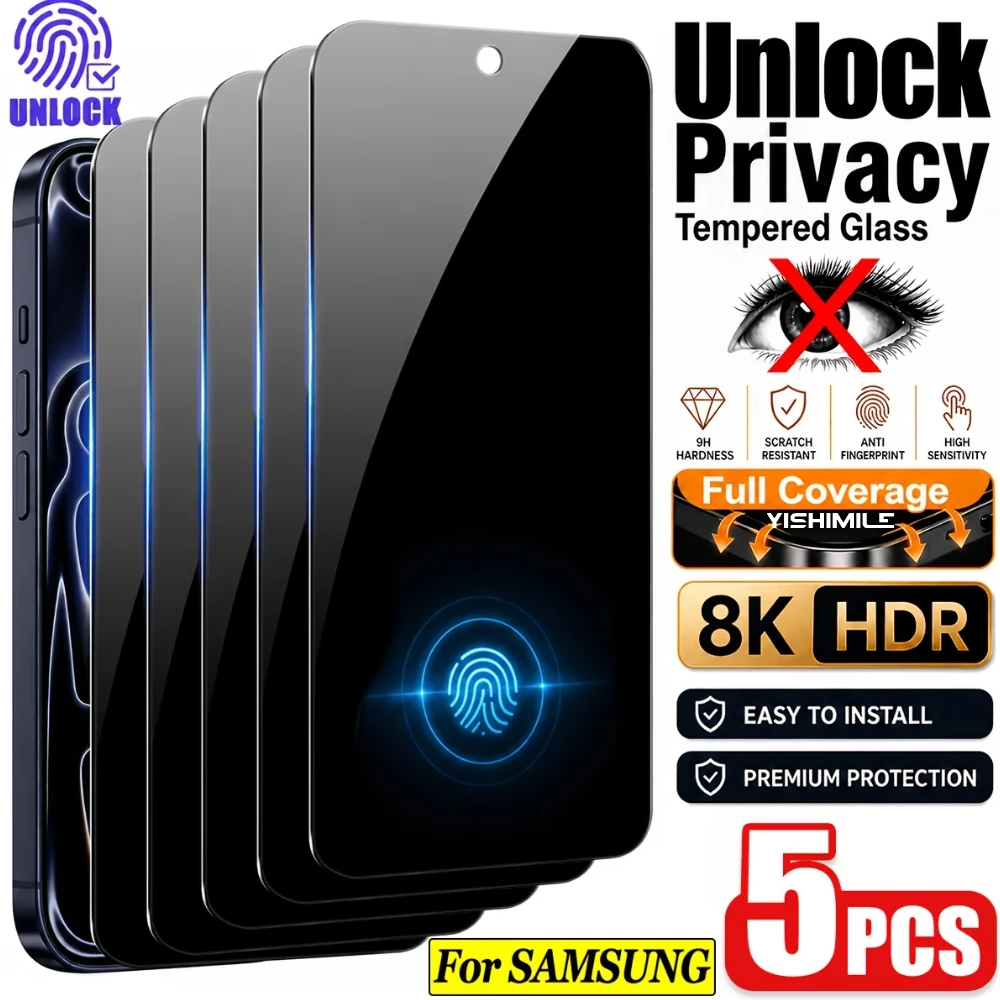 NNBILI 5er-Pack Blickschutzfolien, geeignet für Samsung Galaxy S26 Ultra S25 Edge S24 Plus S23 S22 S21 FE Vollabdeckung