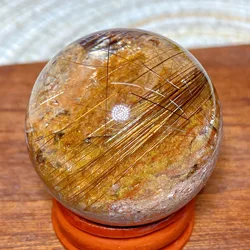 Healing Natural Crystal Small Golden Rutile Sphere Ball Gemstones Mineral Energy Reiki Home Decorations Gift Ore Crystals