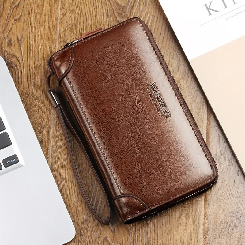 Men\'s Casual Clutch Men Functional Long Wallets Photo Holder Bank Card Holder Purse for Male Note Compartment Phone Pockets bags