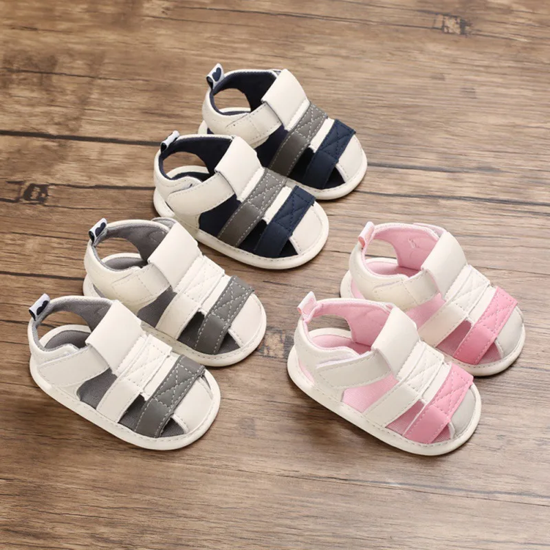 Summer Pu Cutout Boy Baby Sandals Soft Soled Breathable Toddler Sandals High Quality Children\'S Flat Garden Shoes For 0-18M