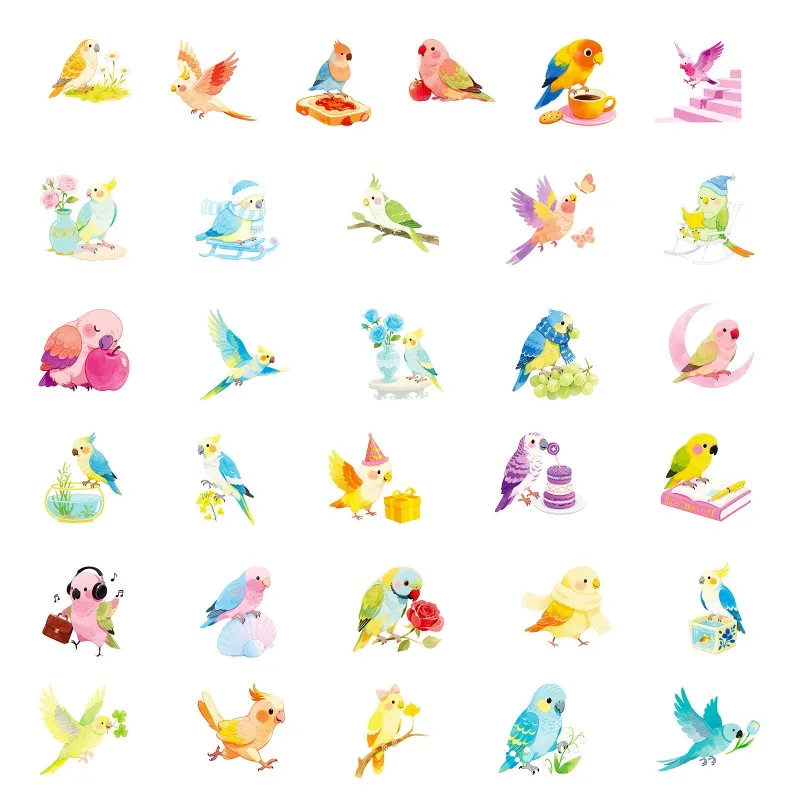 56枚入り 漫画風 個性的なオウム クリエイティブ グラフィティ デコレーション ステッカー