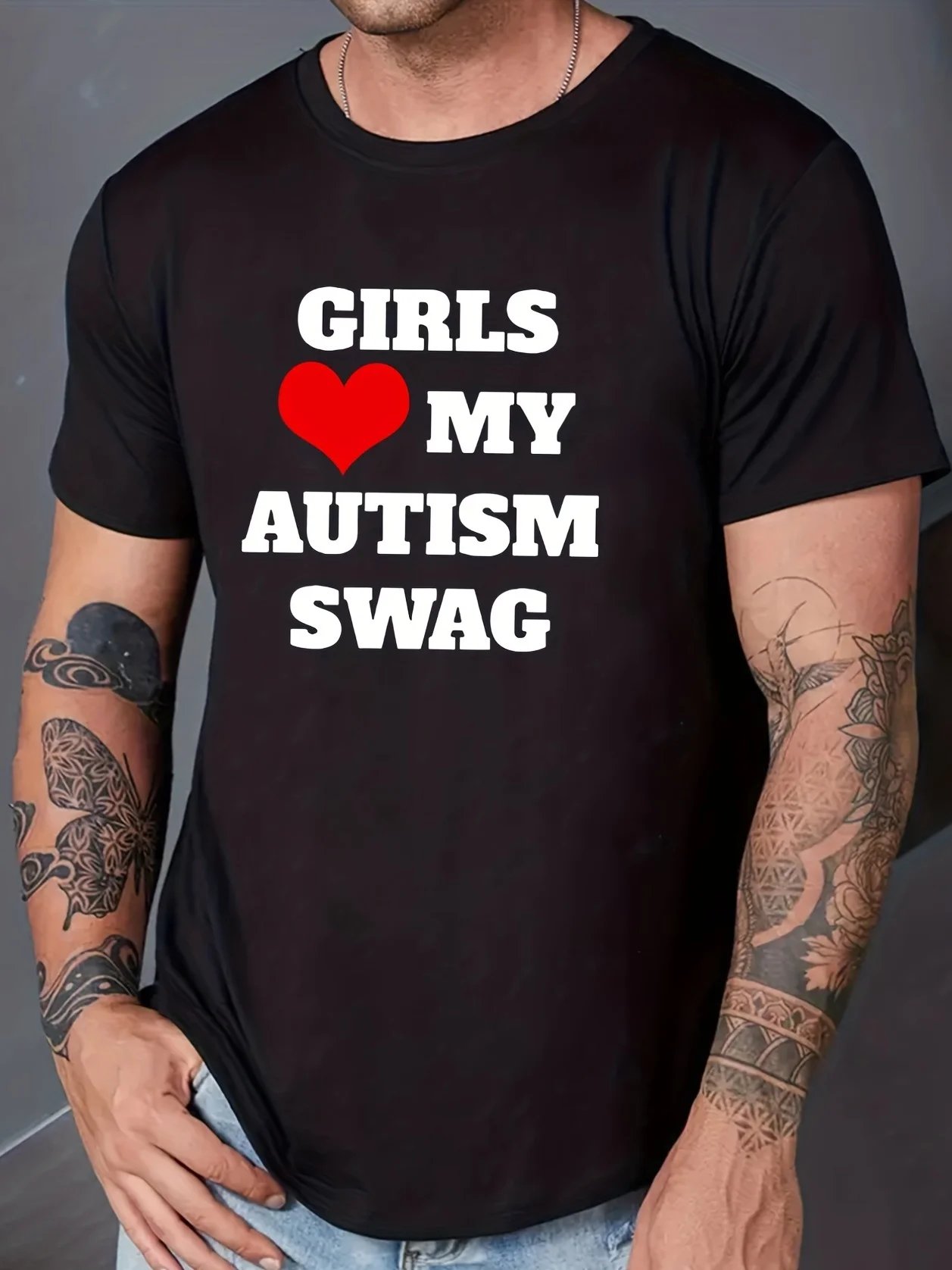 

2026 Футболка с информацией о аутизме для мужчин, девочек Love My Swag с принтом, повседневная футболка с короткими рукавами для лета и весны