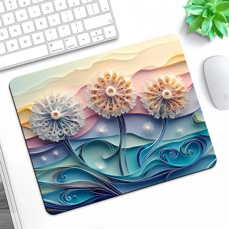 

Adorable Fresh Dandelion Glass Without Locking Edges Mouse Pad Computer Mouse Mat Home Office Students Deskmat New Non-slip Pad