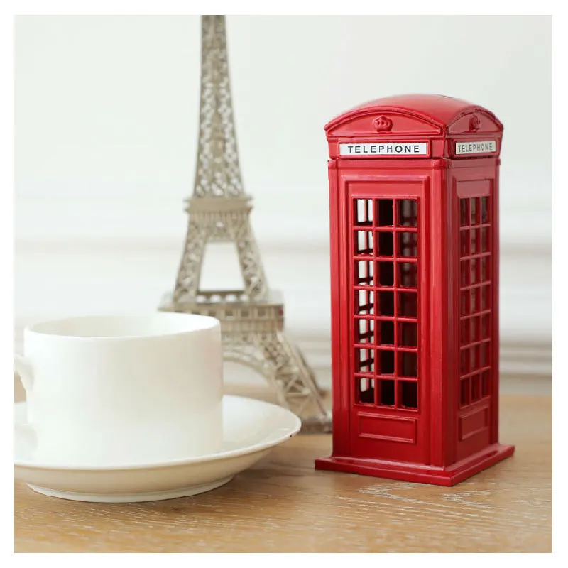 British Metal Alloy Money Coin Spare Change Piggy London Street Red Telephone Booth Bank Souvenir Gift