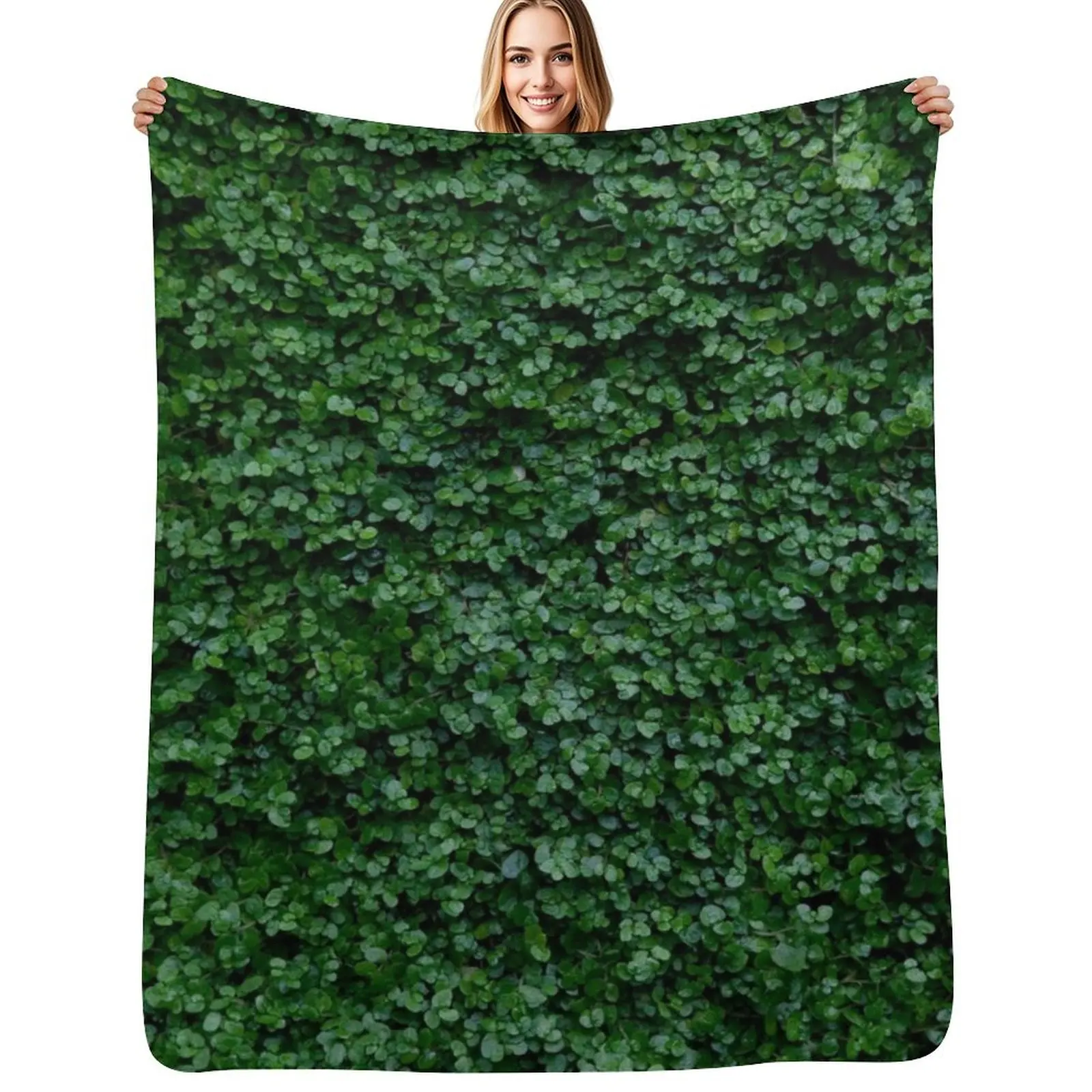 Small leaves Throw Blanket Color Fast Cozy Throw Blanket