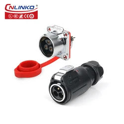 CNLINKO M24 IP68 Circular 35A Power Connector 2/3-Pin Male/Female Solder Type Quick Lock for EV Charging, Solar & Battery System