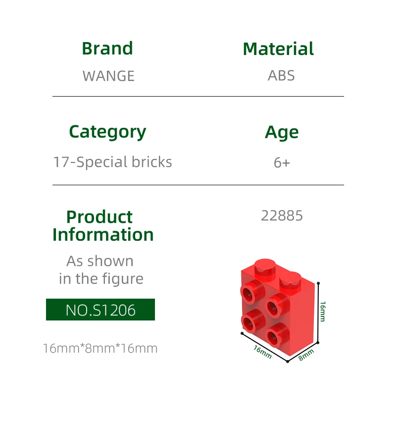 Wange 77Pcs/lot 1x2x1 2/3 with Studs on 1 Side Block Moc Color Accessories Compatible with 22885 Brick DIY Children Toy Assembly