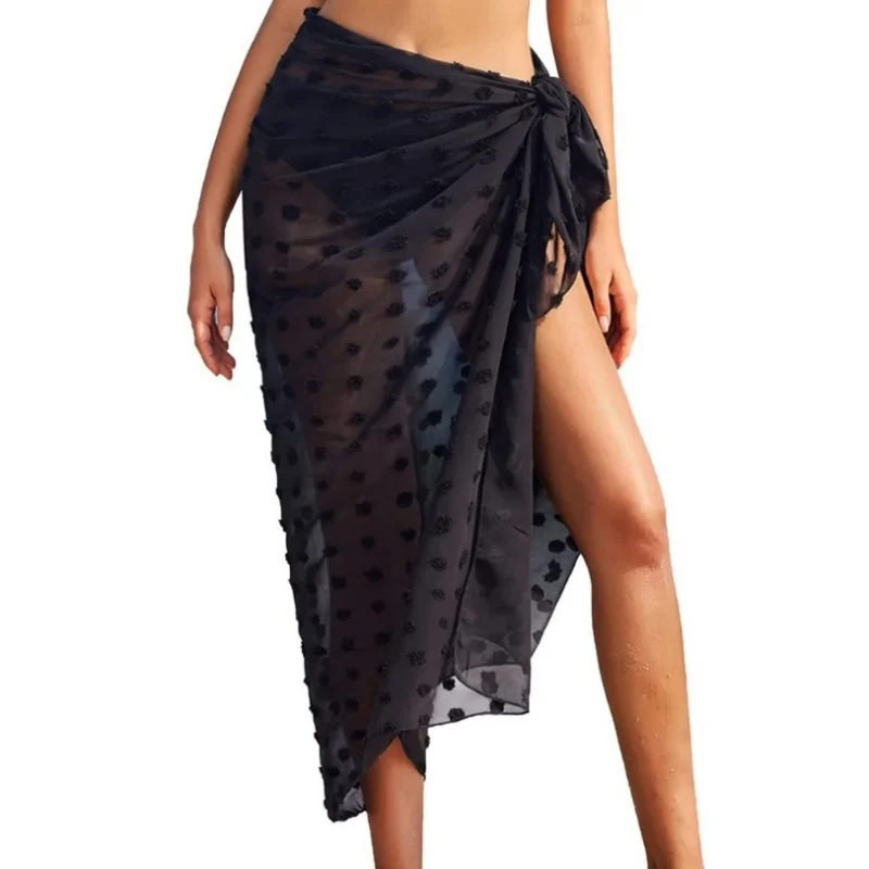 Chiffon Swim Suit Cover Up Women See Through Wrap Bandage Bikini Cover Up Skirt Summer 2025 New Sexy Beach Vacation Cover-ups