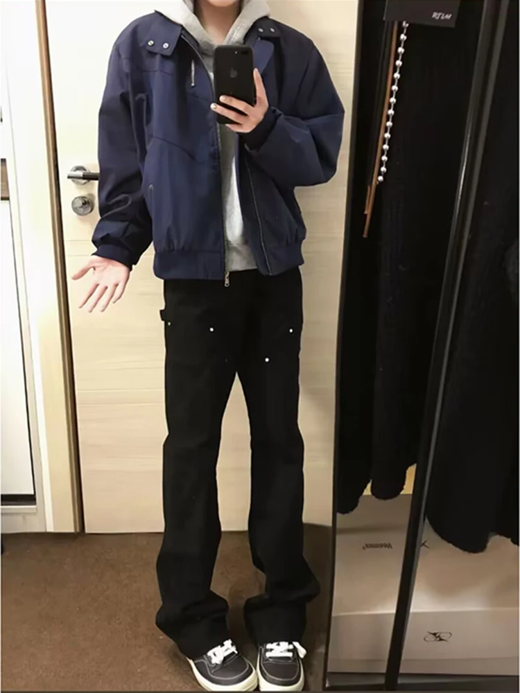 

Deconstructed ort Flight Jaet in Royal Blue for Men Spring Autumn Sle Cleanfit Premium Feel Baseball orm M Model