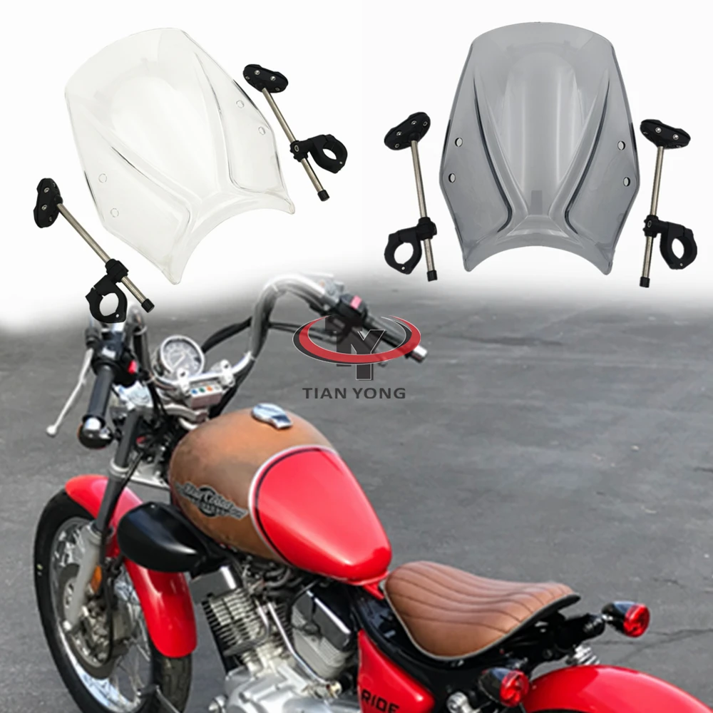 

Wind Deflectore With support frame Windscreen Black Clear Motorcycle For VStar 250 VStar250 Windshield High Quality