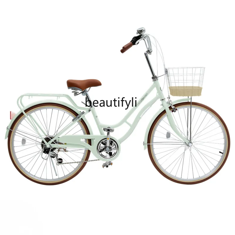 26-Inch Adult Women's Variable Speed Retro Pastoral Style Walking Parent-Child City Commuter Bicycle