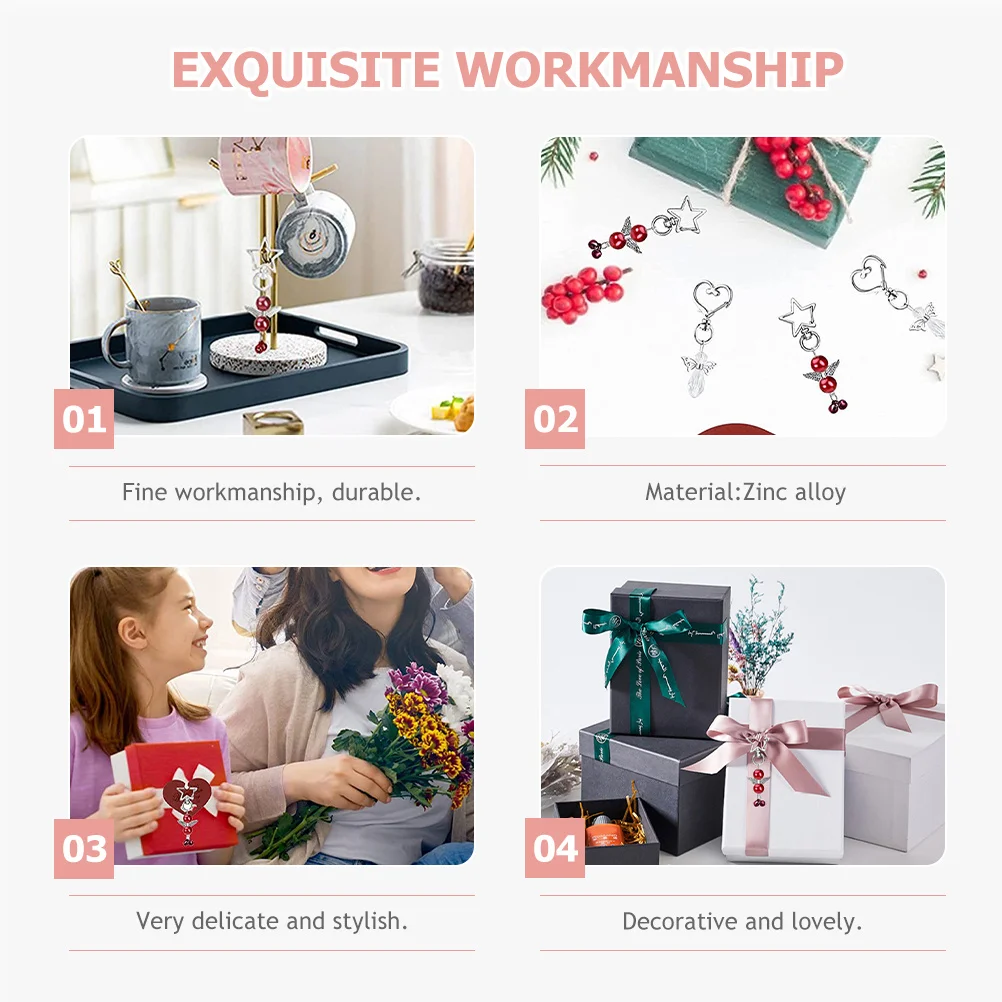 

30Sets Angel Pendant Key Rings Bags Exquisite Home Car Office Keys Decorations Angel Keychains Hanging Keyrings