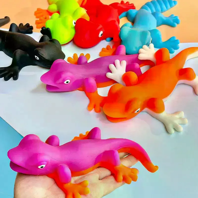 1Pcs Simulation Lizard Colorful  Toys Cartoon TPR Stretchy Lizard Toy Soft Stress Relief Squeeze Fidget Toy For Children