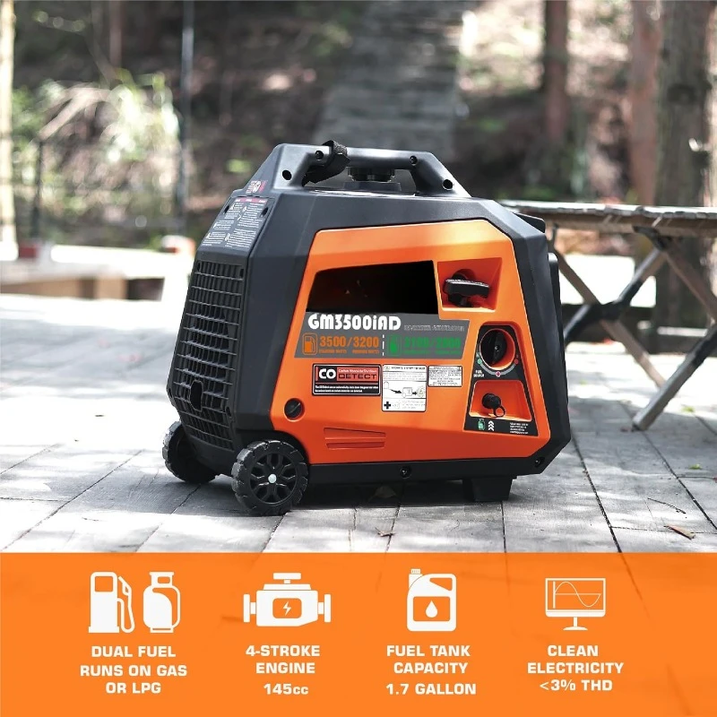 Portable Generator,Super Quiet Gas or Propane Powered Engine Parallel Capability,Manual Start Ideal for Camping Travel Outdoor