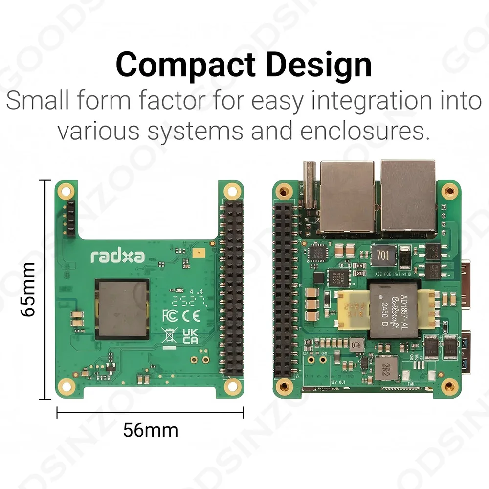 Chapéu PoE + de 20W para Radxa Cubie A5E - compatível com IEEE 802.3af/at, módulo Power Over Ethernet 5V/4A para Cubie A5E