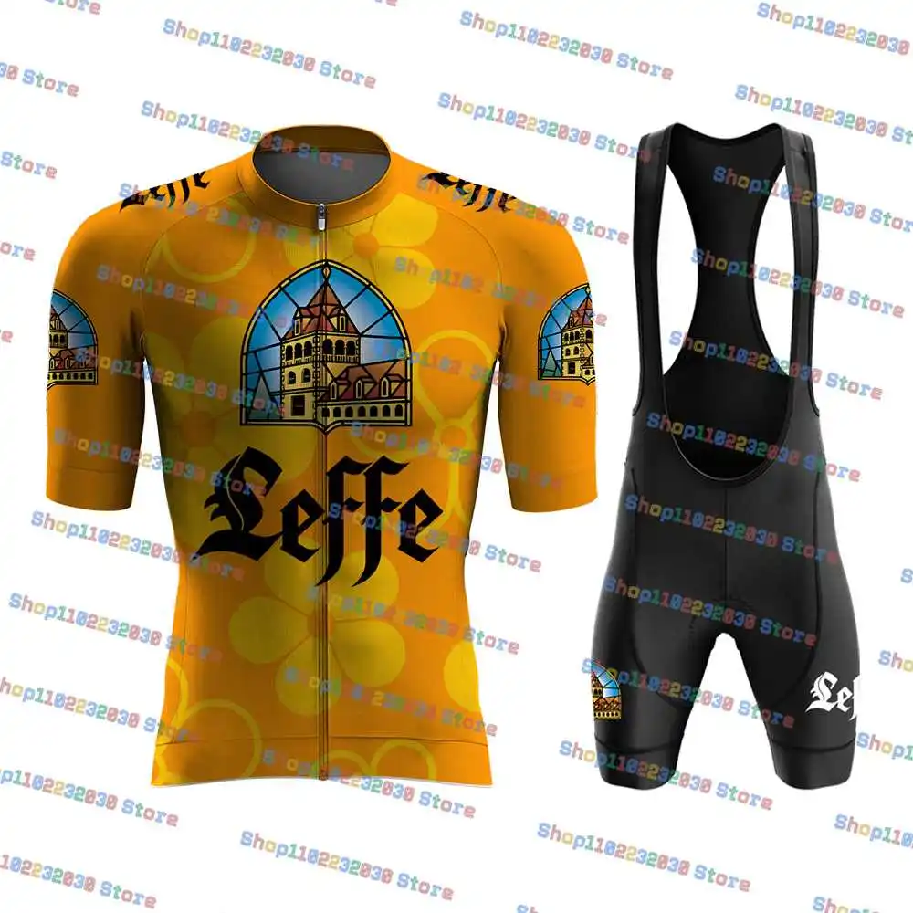 2024 Leffe Beer Drink Cycling Jersey Sets Racing Short Sleeve Quick Dry Maillot Ciclismo Bicycle Clothing