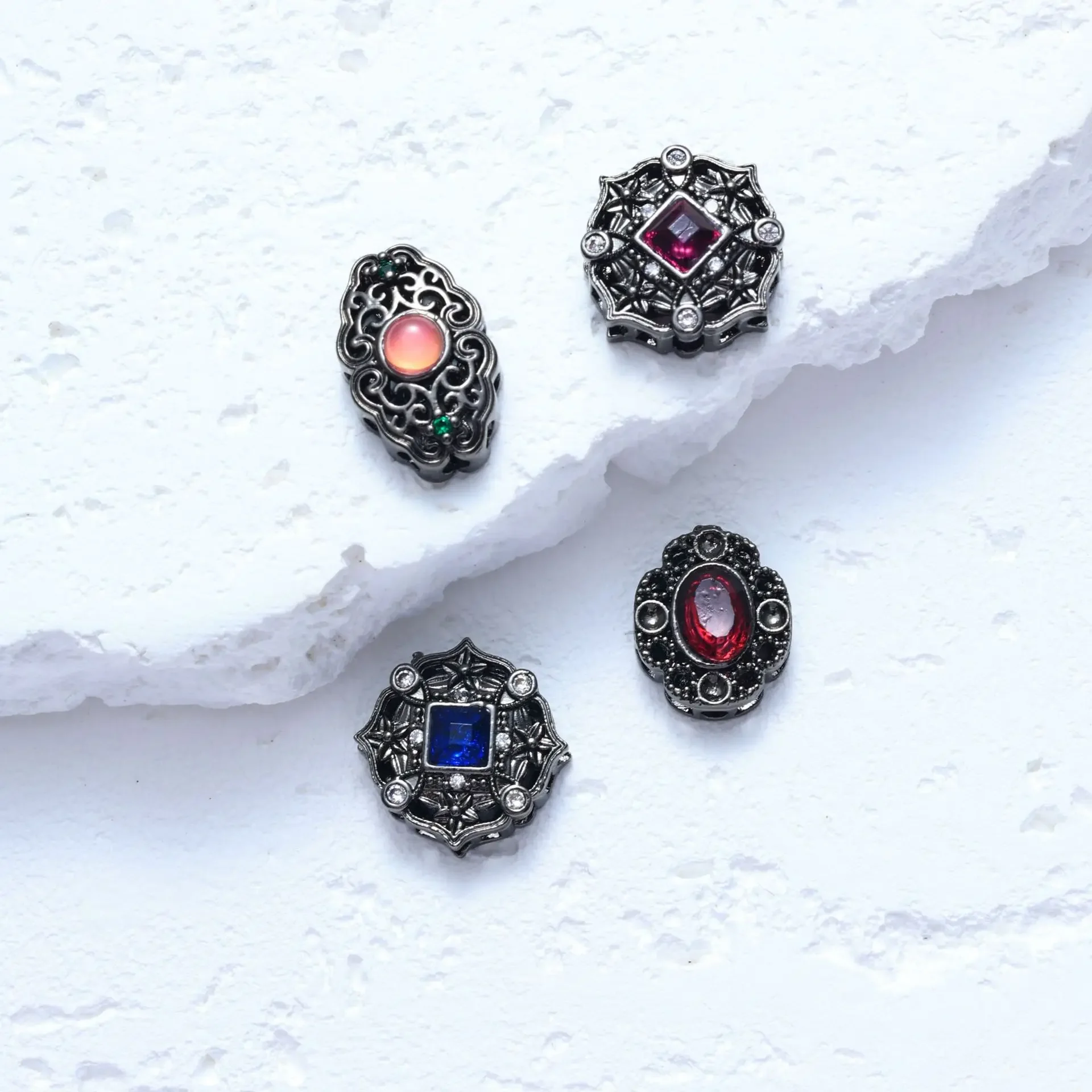 5pc Gun Black Inlaid Colored Zircon Dark Style Spacer Beads DIY Pearl Bracelet Necklace Hand String Jewelry Accessorie Wholesale