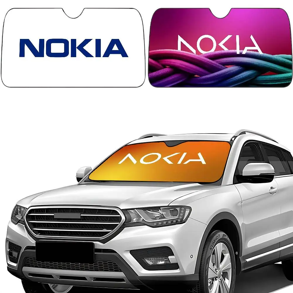 N-Nokia-cortinas parasol Retro para coche, visera para ventana delantera, 70x130cm, protección Solar, regalo a cuadros, novedad para coche