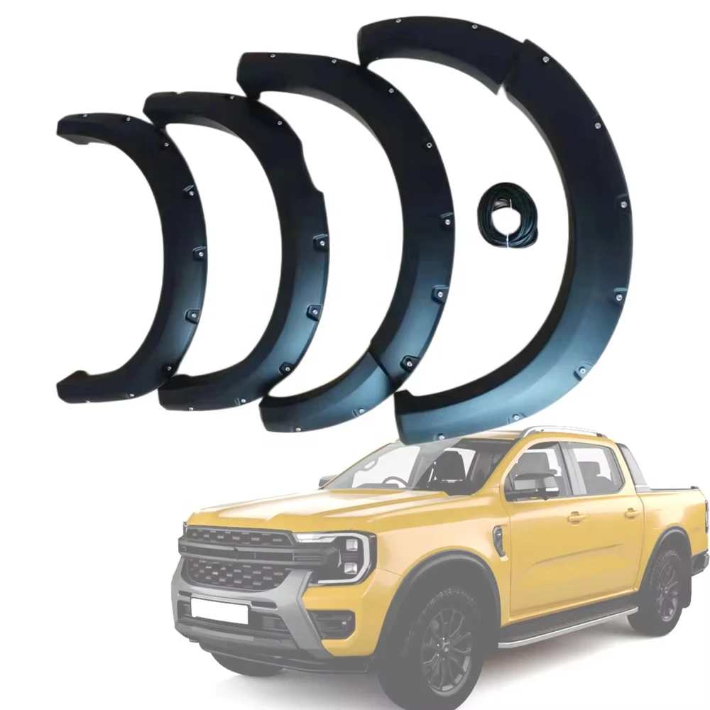 

NEW Car Fender Wheel Arch Fender Flares for Ranger Wildtrack XLT XL XLS 2022 2023 T9 Matte Black PP