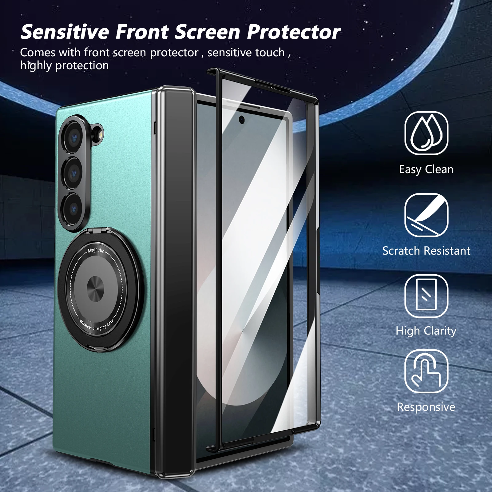VIETAO Aluminium plaat PC achterkant Z Fold 7-telefoonhoes met 360 °   Draaibare magneet metalen beugel voor Galaxy Z Fold 7/6/5/4 - afbeelding 2