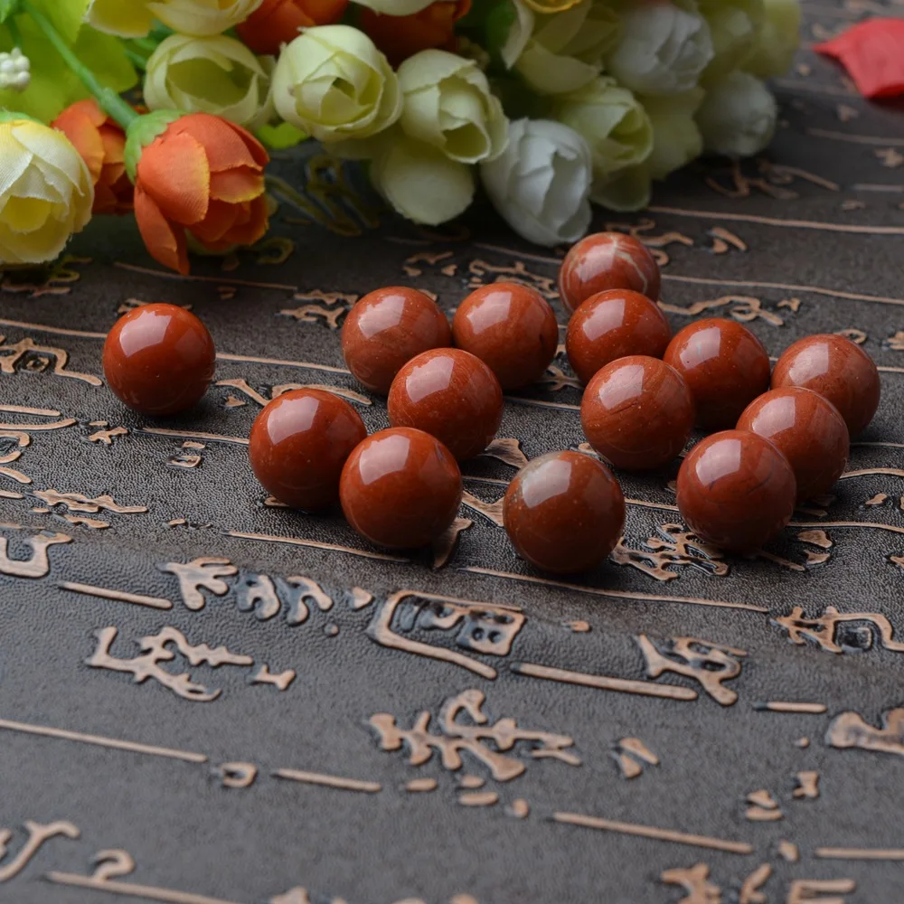 

16PCS Red Jasper 10MM Stress Relief Spheres & Balls Polished Meditation Balancing Home Decoration Crystal Beads