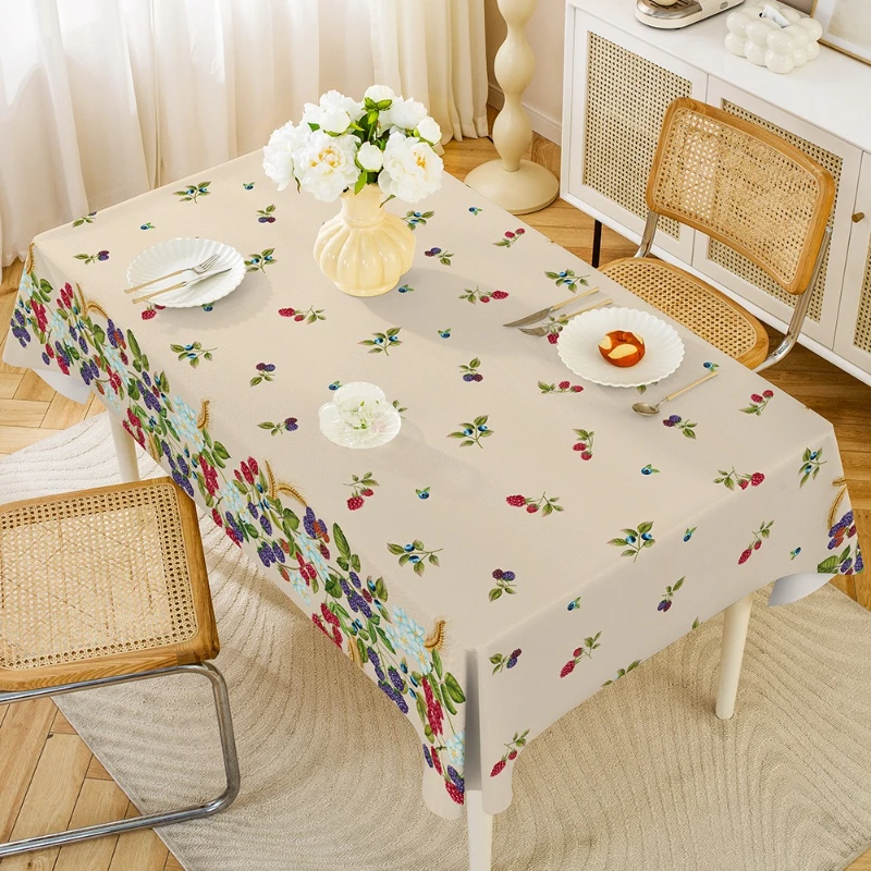 Fresh Style Small Flower Pattern Table Mat PVC Material Tablecolth Wear Resistant Heat Insulating Rectangular Dining Desk Decor